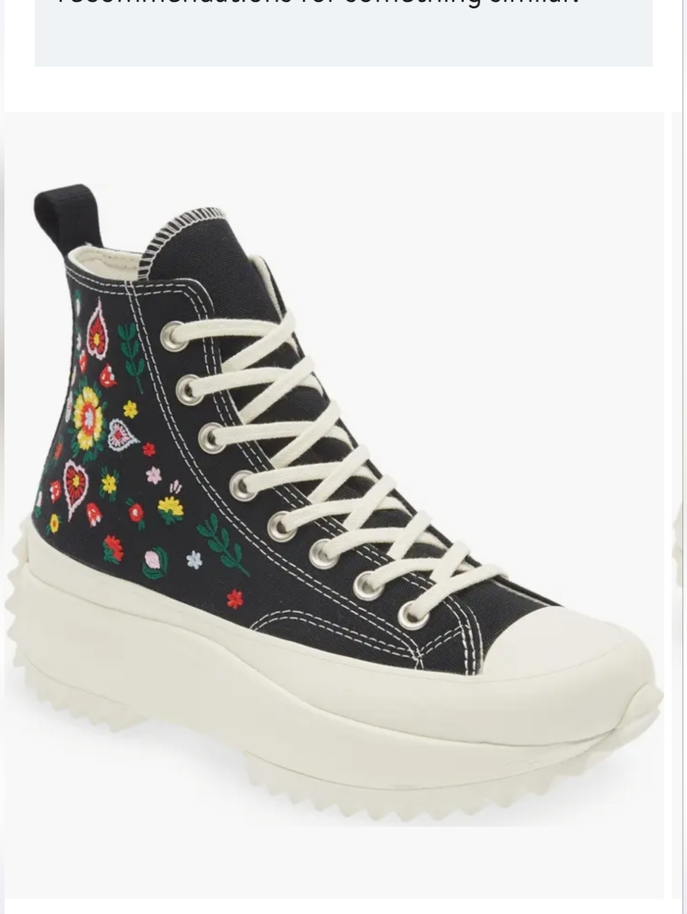 Converse Black High-Top Floral Embroidered Platform Sneaker Size 9.5